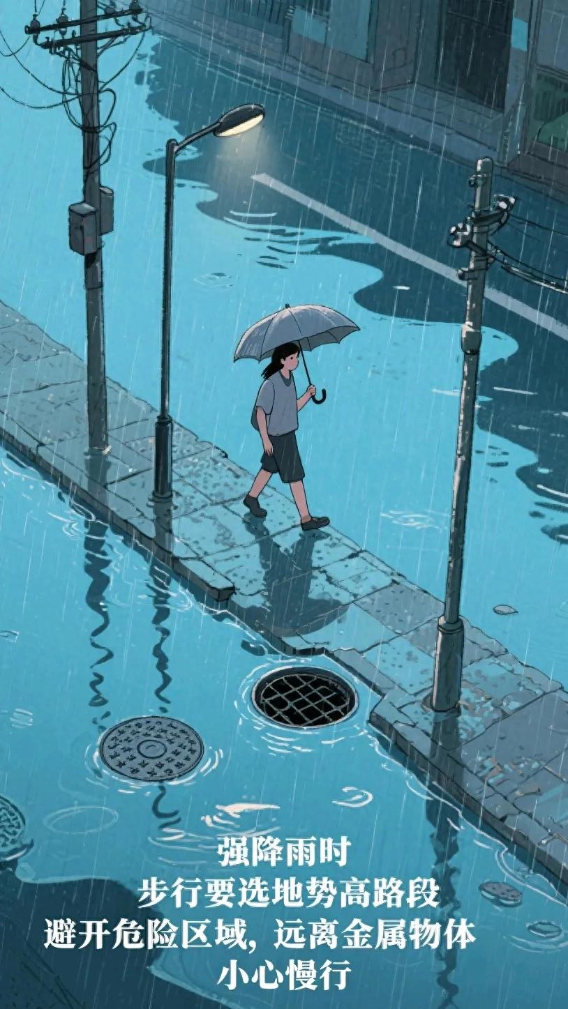 出行提示_強降雨出行安全提示_雨天步行注意事項