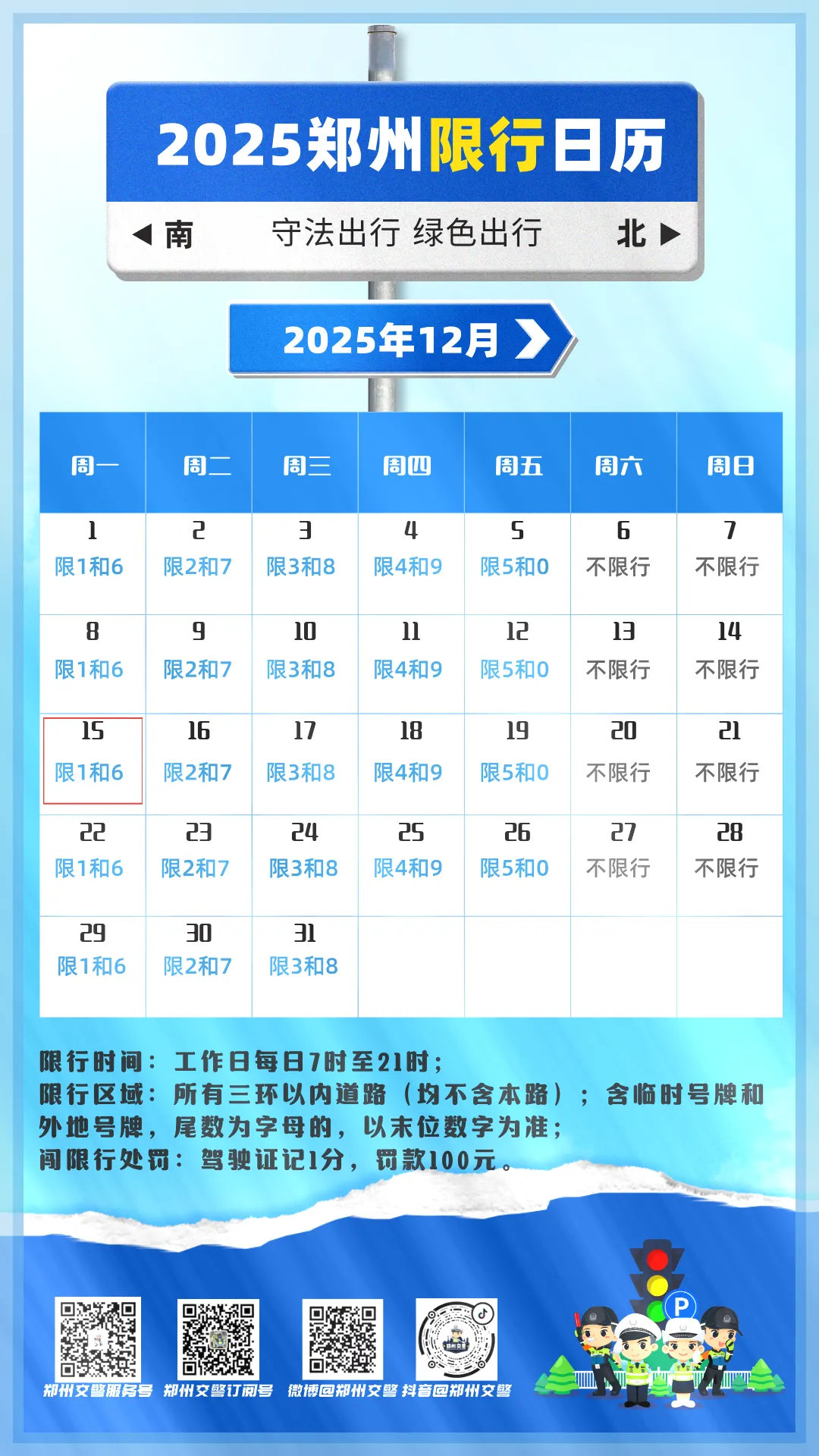 鄭州三環(huán)內(nèi)限行區(qū)域_限行_鄭州機(jī)動(dòng)車限行尾號(hào)1和6